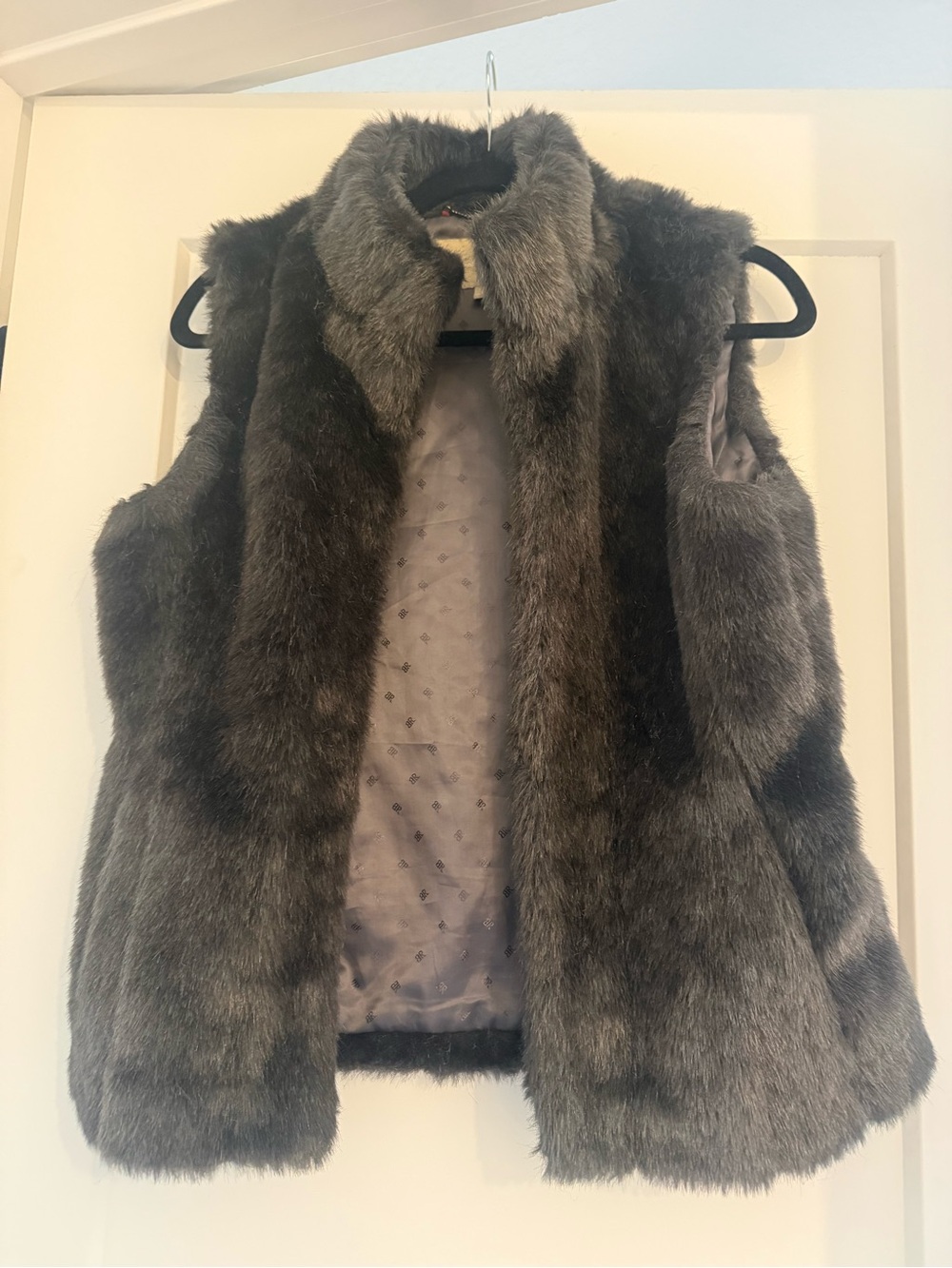 Banana Republic Gray Faux Fur Vest